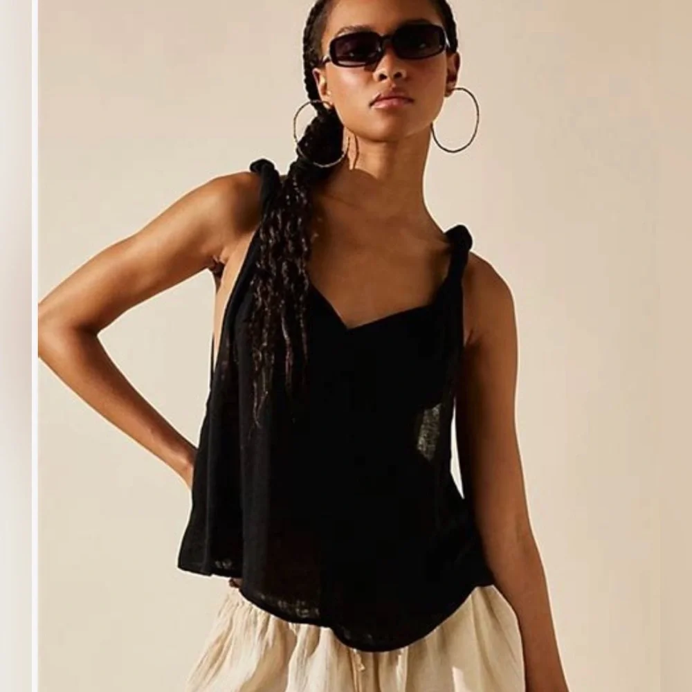 Free People Ivory Massima Reversible Twisted Strap Tank Top Gauzey Lightweight - Picture 2 of 13